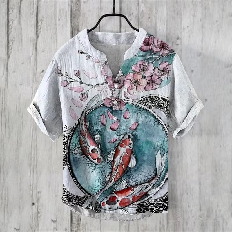 2025 New Cardigan Men'S Casual Shirt 3D Printed Short Sleeve Linen Shirt Men'S Summer Men'S Tops S-5XL Fast Shipping