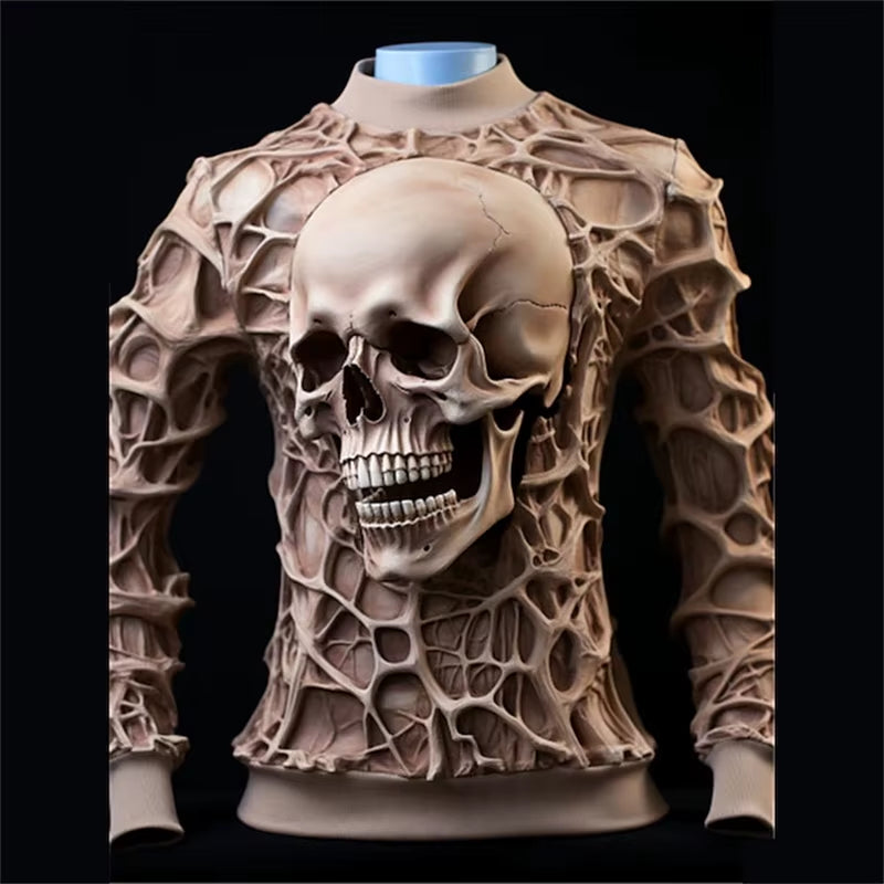 3D Printed Funny Skull Sweatshirts for Men Personality Pattern Hoodie Fashion Harajuku Casual O-Neck Hoodies Oversized Pullover