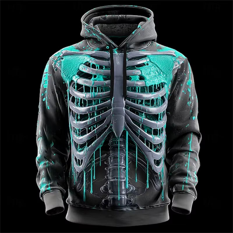 3D Print Hoodies for Men Women Terror Skeleton Halloween Fashion Casual Sweatshirt Oversized Hoodie Pullovers Tracksuit Clothing