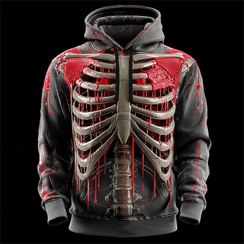3D Print Hoodies for Men Women Terror Skeleton Halloween Fashion Casual Sweatshirt Oversized Hoodie Pullovers Tracksuit Clothing