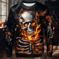 Halloween Theme Skull Skeleton Men'S Casual Hoodies Sweatshirts Fall Winter Crew Neck Pullover Long Sleeve Trendy Streetwear