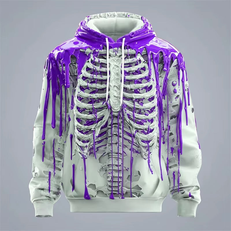 Skeleton Pattern Hoodies for Man Fun Colorful 3D Printed Pullover Autumn Street Long Sleeve O-Neck Hoodies Oversized Sweatshirts
