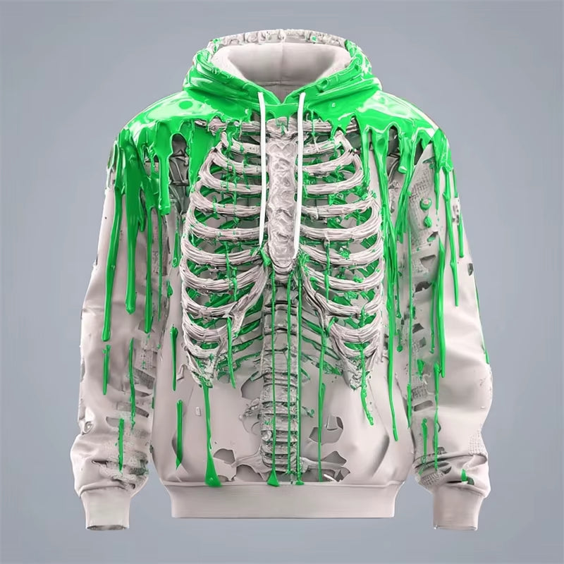Skeleton Pattern Hoodies for Man Fun Colorful 3D Printed Pullover Autumn Street Long Sleeve O-Neck Hoodies Oversized Sweatshirts