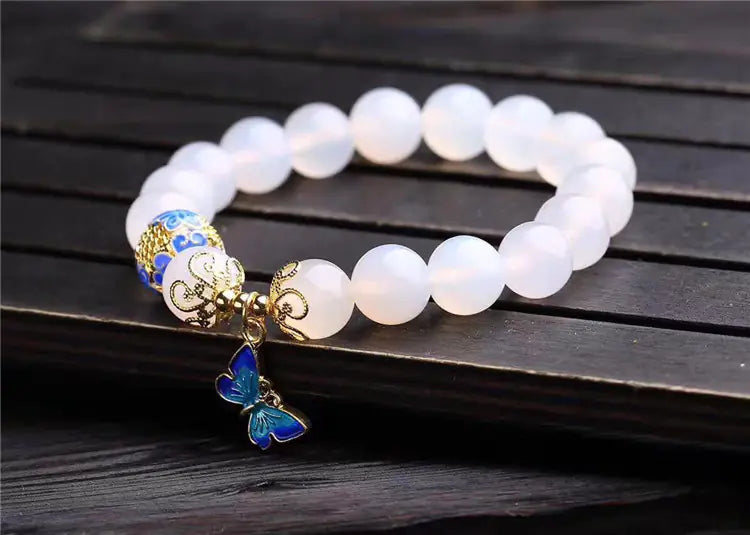 Crystal White Agate Bracelet, Handmade Jewelry