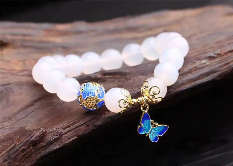 Crystal White Agate Bracelet, Handmade Jewelry