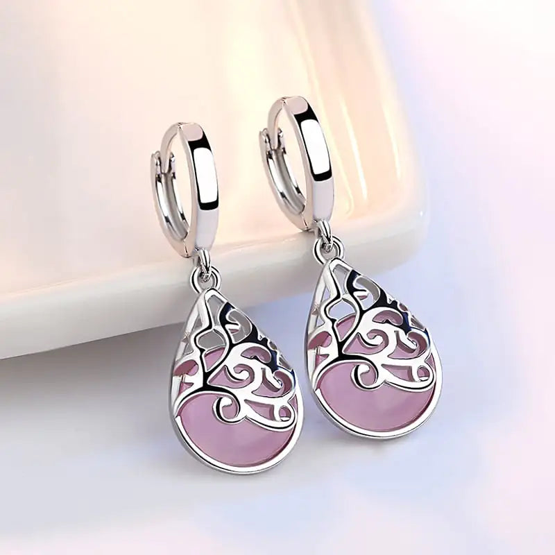 Moonlight Opal Totem 925 Silver-Plated Earrings