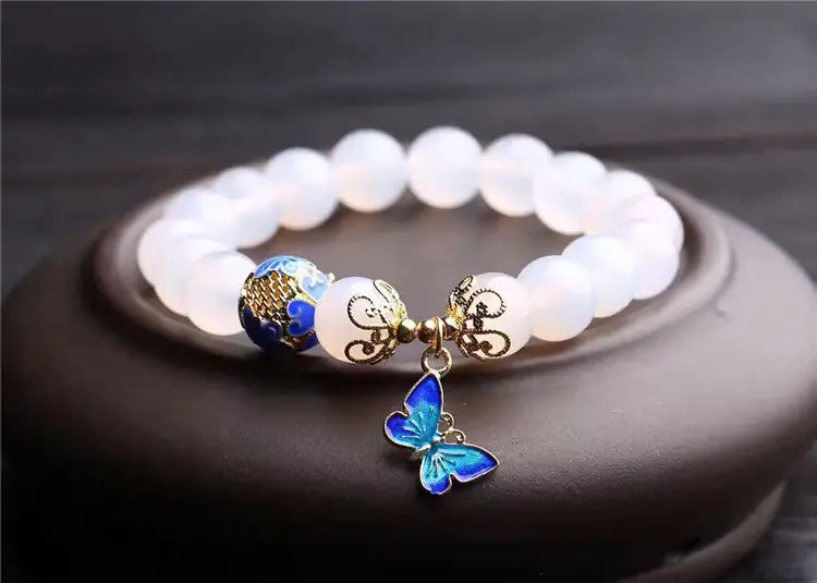 Crystal White Agate Bracelet, Handmade Jewelry