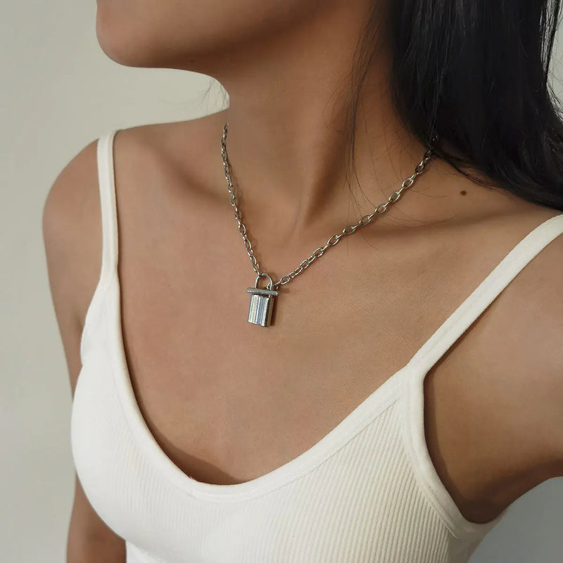 Trendy Lock-Shaped Chain Necklace for Women