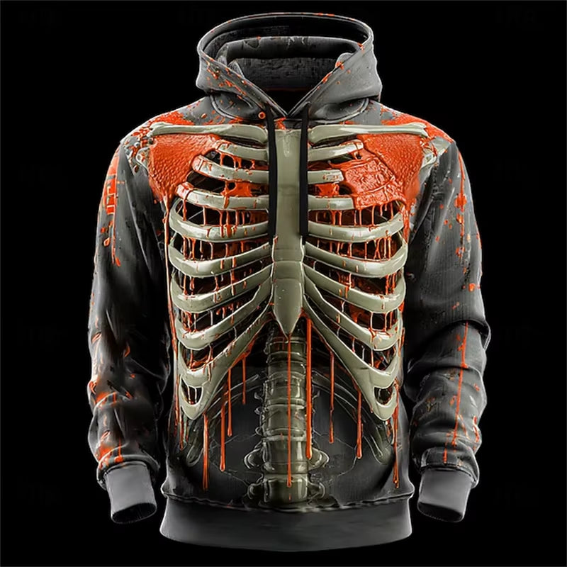 3D Print Hoodies for Men Women Terror Skeleton Halloween Fashion Casual Sweatshirt Oversized Hoodie Pullovers Tracksuit Clothing