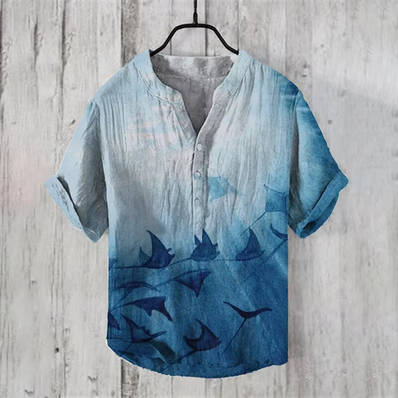 2025 New Cardigan Men'S Casual Shirt 3D Printed Short Sleeve Linen Shirt Men'S Summer Men'S Tops S-5XL Fast Shipping