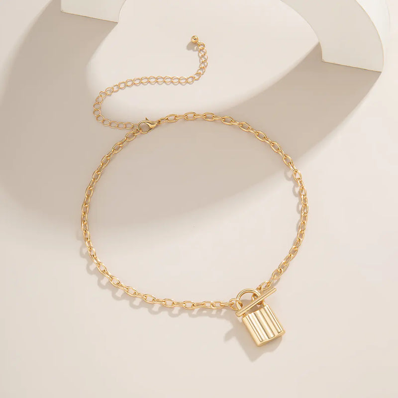 Trendy Lock-Shaped Chain Necklace for Women