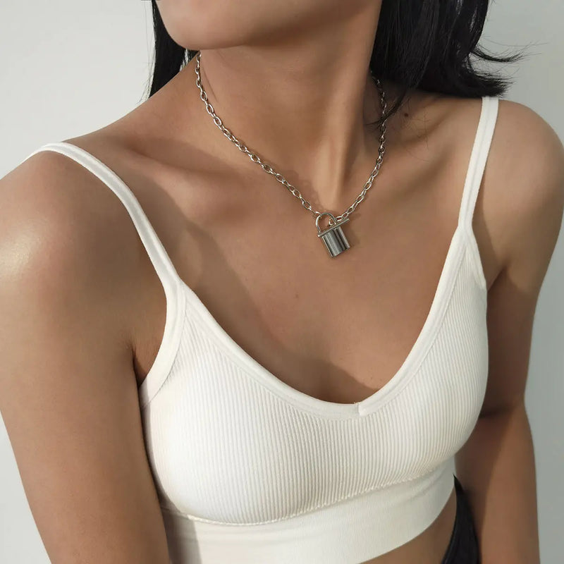 Trendy Lock-Shaped Chain Necklace for Women